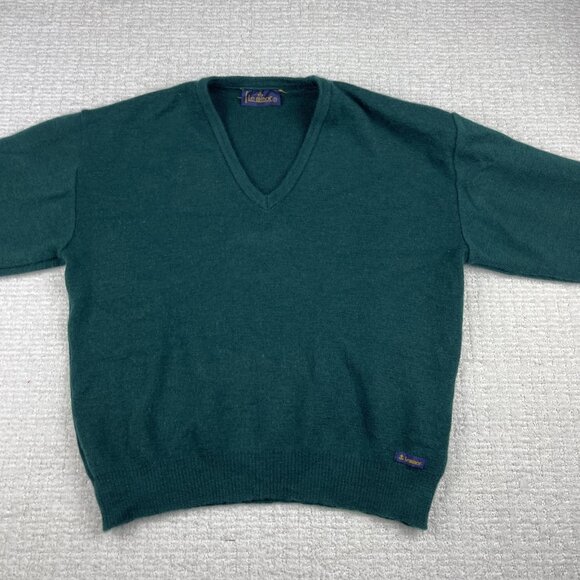 Vintage Le Minor 100% Pure Wool sweatshirt Green Sz 2 Made in France - Picture 9 of 16